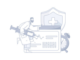 Medical Characters Anti-epidemic Flat Vector Concept Operation Hand Drawn Illustration
