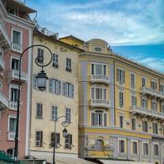 Fototapeta na wymiar Corse, ancient colorful houses in Ajaccio, in the historic center 