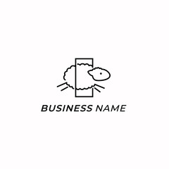 design logo line creative sheep jump