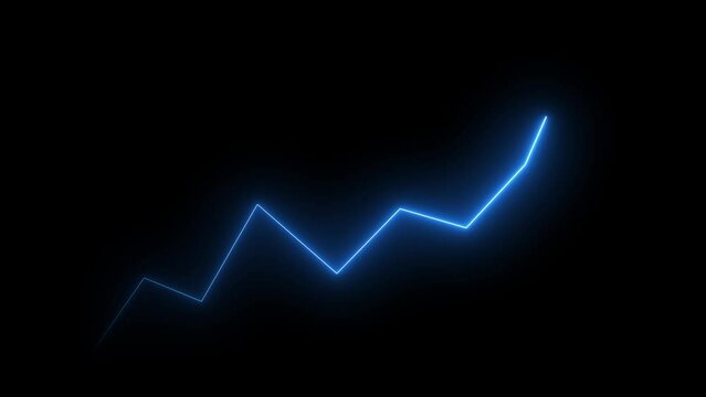 market graph on black screen animation