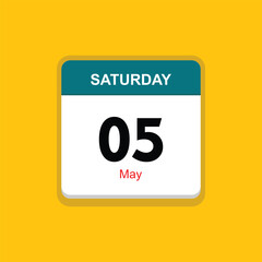 may 05 saturday icon with yellow background, calender icon