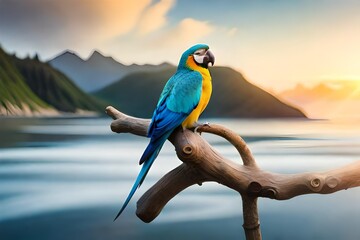 Fototapeta na wymiar blue and yellow macaw ara