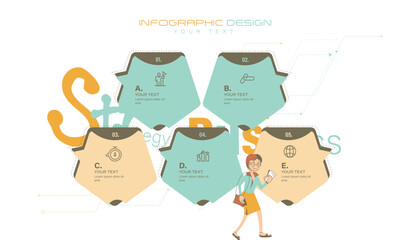 Vector Infographic design business template with icons and 5 options or steps. Can be used for process diagram, presentations, workflow layout, banner, flow chart, info graph stock.