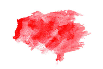 Red watercolor background. Artistic hand paint. Isolated on transparent background.