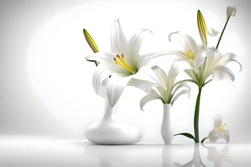 easter lily flowers on white background 3d rendering