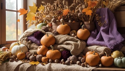 Autumn's Bounty: Pumpkin Harvest Wallpaper
