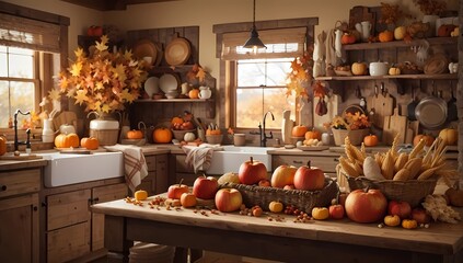 Rustic Revelry: Fall Harvest Kitchen Wallpaper
