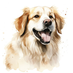 Whimsical Watercolor Dog Portrait with a White Background
