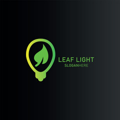 Leaf Light logo. leaf and light symbol logo. gradient color. isolated on black baground