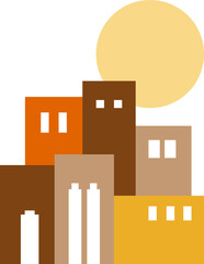 City cartoon in icon style