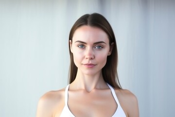 a portrait of young caucasian lady skin care beauty