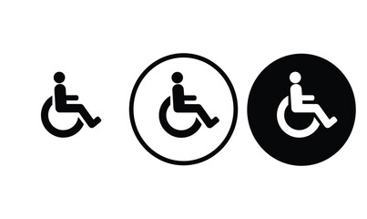 icon wheelchair black outline for web site design 
and mobile dark mode apps 
Vector illustration on a white background