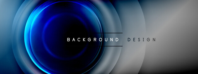 Circles lines and bubbles on bright glowing effect gradient with light and shadow effects. Dynamic interplay of light, shadow and depth. Futuristic and rhythmic technology design