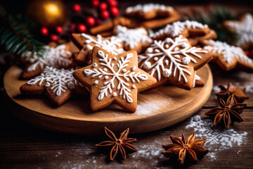 Obraz na płótnie Canvas Christmas cookies on a wooden background