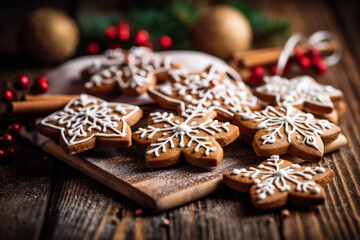 Obraz na płótnie Canvas Christmas cookies on a wooden background