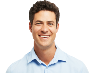 Confidence, happy and portrait of man with smile on isolated, png and transparent background. Handsome, professional and face of male person in New Zealand with pride for career, job and business