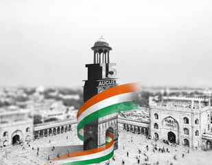 Happy Independence Day of India. 15th August is India's Independence Day. A Vintage view from Red...