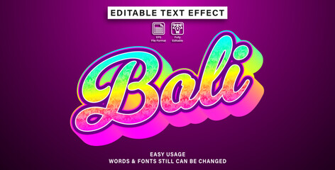 editable text effect bali