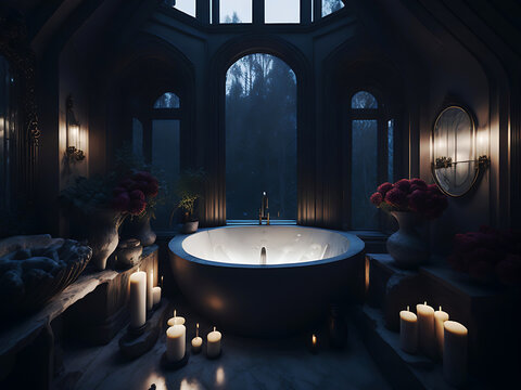  Living room, interior, room night home table light lights, architecture, chair, house, design,