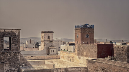 Fototapeta na wymiar Essaouira cityscape. Moroccan terraces inside the Medina.