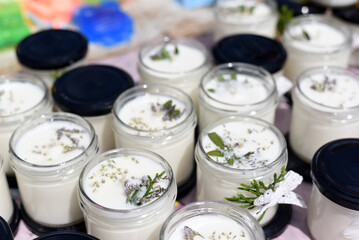Handmade candles in a jar