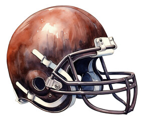 Fototapeta premium Watercolor of American football helmet illustration isolated.