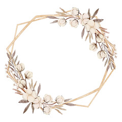 Watercolor Cotton Flower Frame