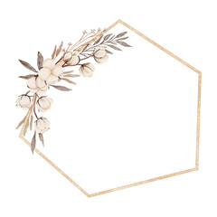 Watercolor Cotton Flower Frame