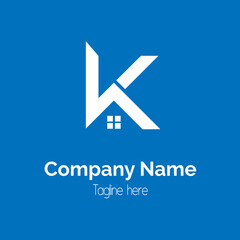 Real estate logo design letter K premium vector