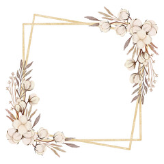 Watercolor Cotton Flower Frame