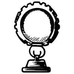 medals and trophy in sports, outline vector illustration.