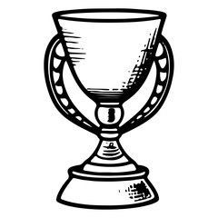 medals and trophy in sports, outline vector illustration.