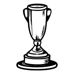 medals and trophy in sports, outline vector illustration.