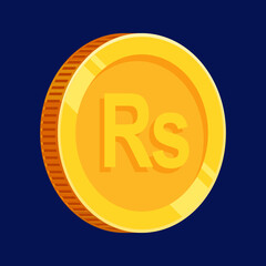 Rupee Pakistan Coin Gold PKR Money Isolated