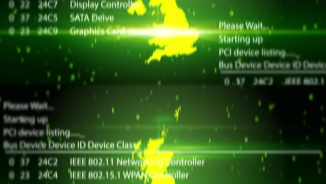 United Kingdom Map on Digital Technology Background