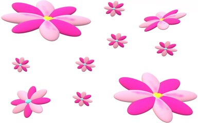 Fototapeta premium Pink flowers bloom abundantly on a serene white background.