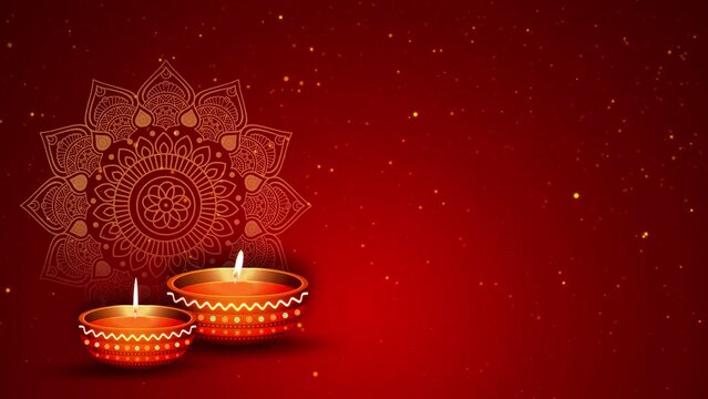 4K Diwali Background Burning floral diya on Diwali Holiday, Hindu festival of lights, Happy Deepavali Diwali celebration. Wishes, Events, Message, holiday. oil lamps, decorative lights fireworks