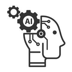 Vector illustration of ai technology robots icon in dark color and transparent background(png).