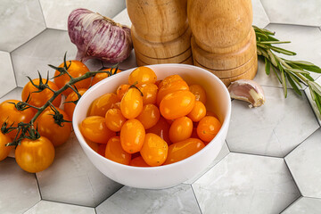 Marinated natural yellow cherry tomato