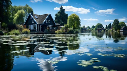 Traditional windmills in the Dutch countryside 
