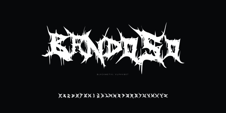 Black Metal Font Underground Music Bloody Rock Root Horror Chaotic Satanic Alphabet Typeface Typography Letter 