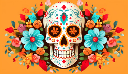 skull with flowers background