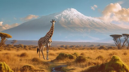 Giraffe on Mount Kilimanjaro, Africa