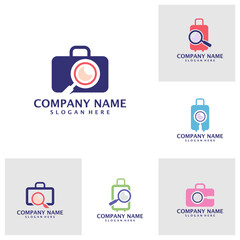 Set of Find Suitcase logo design concept vector. Suitcase logo design template