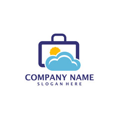 Cloud with Suitcase logo design concept vector. Suitcase logo design template