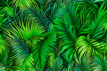 Naklejka premium The texture of the foliage of a tropical fern 