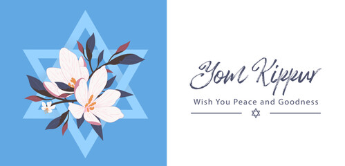 Yom Kippur Template Vector Illustration. Jewish Holiday Decorative Design Suitable for Greeting Card, Poster, Banner, Flyer. Israel Holiday for Judaism religion, day of atonement