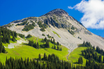 Mountain, lake, nature, forest, trees.