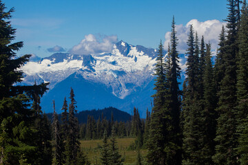Mountain, lake, nature, forest, trees.