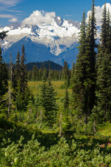 Mountain, lake, nature, forest, trees.